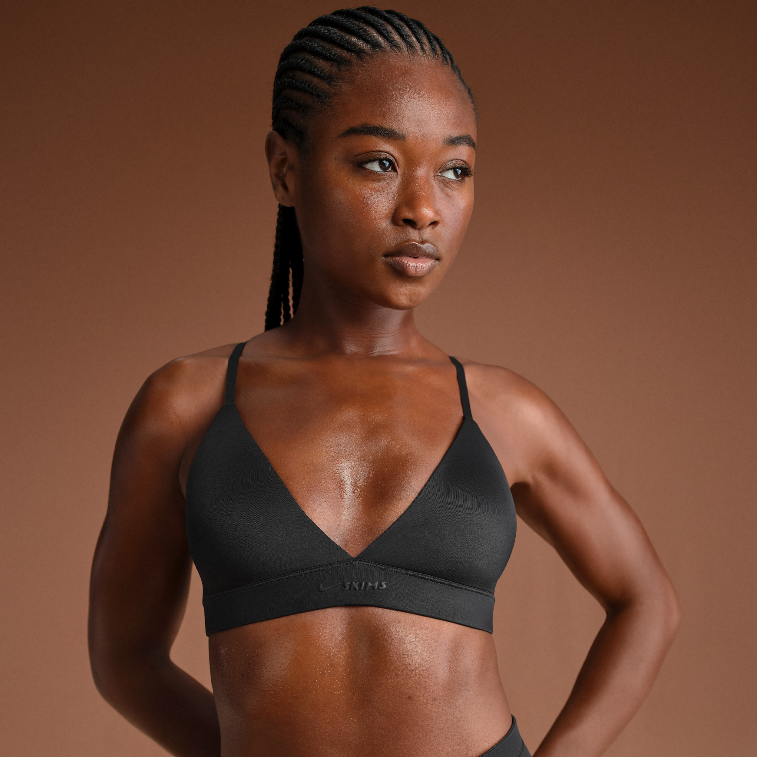 Nike Women's SKIMS Shine Triangle Bra in Black | BRSPT7842W-OBD | Nike (US)