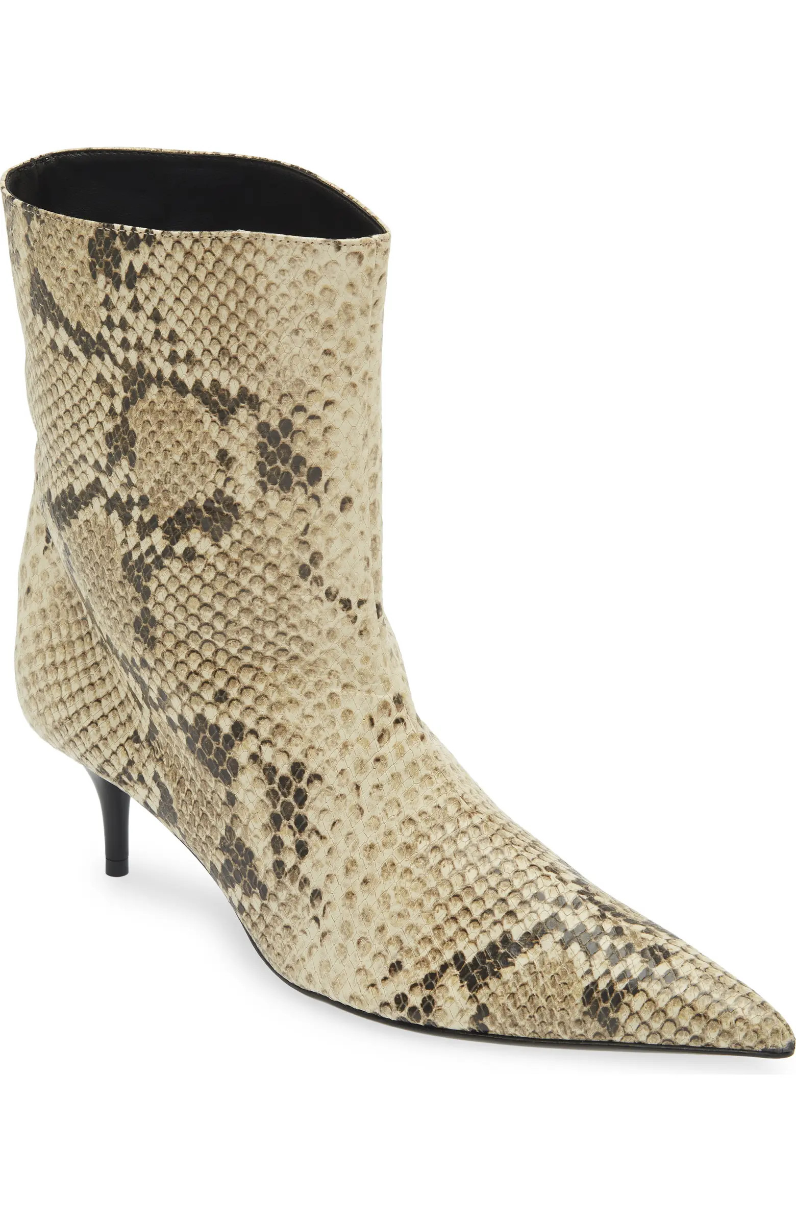 Schutz Frances Snakeskin Embossed Pointed Toe Bootie (Women) | Nordstrom | Nordstrom