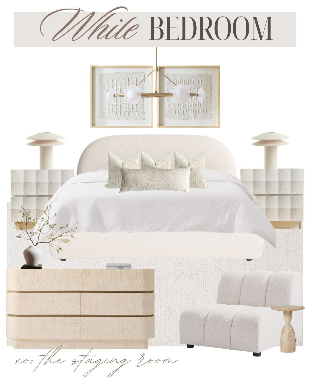 White calm bedroom 

—-

#lowprofilebed #nightstands #dresser #whitebedroom #whitefurniture #bedroomdesign #mcm #homedecor #bedroomdecor #ltkhome

#LTKcasa #LTKcanada