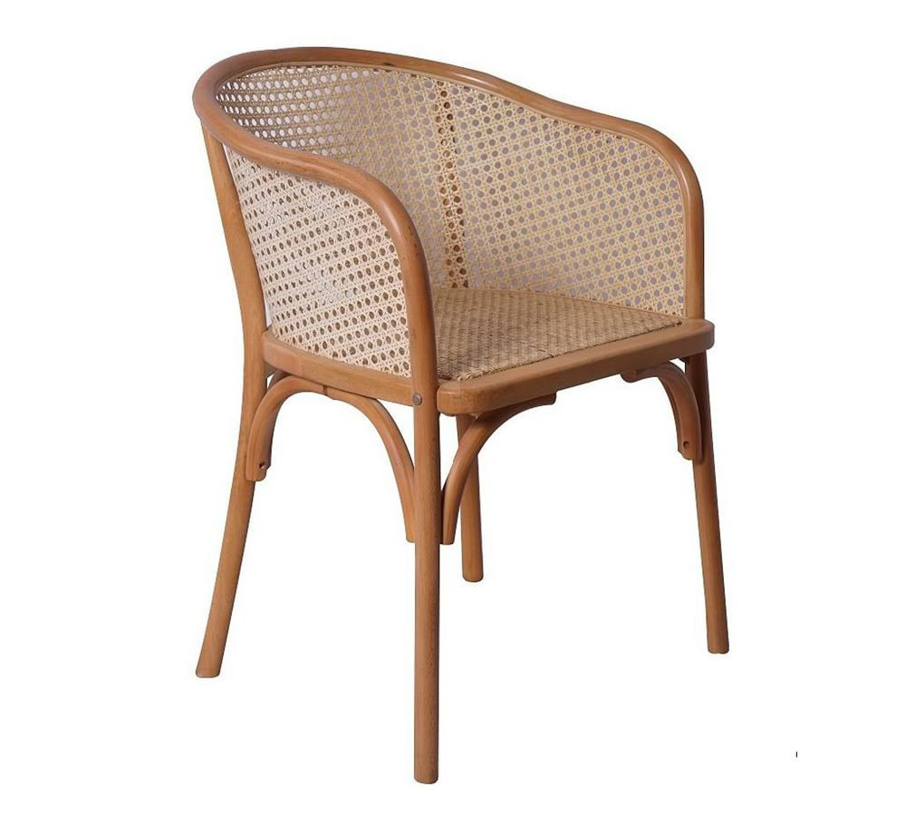 Barrel Cane Rattan Back Dining Armchair, Natural | Pottery Barn (US)