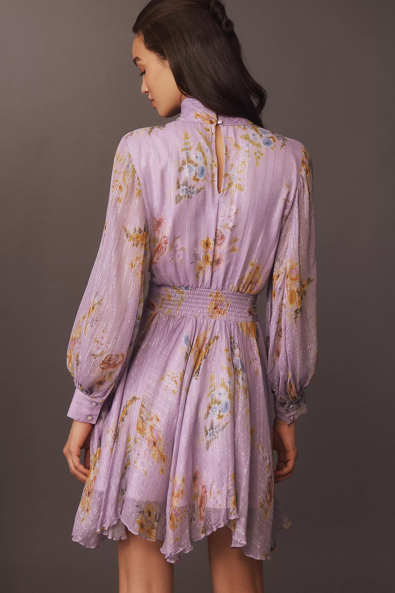 BHLDN Lior Long-Sleeve Turtleneck Chiffon Mini Dress | Anthropologie (US)