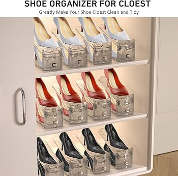 12 Pack Clear Shoe Slots Organizer - Adjustable Height 3.7''to 7.7'' Shoe stackers for a pair of ... | Amazon (US)