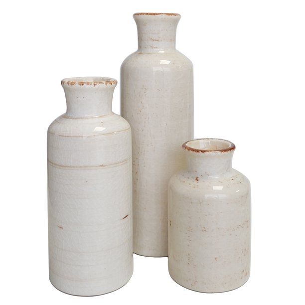 UMEXUS Ceramic Vase Set - 3 White Vases of Modern for Home Decor | Walmart (US)