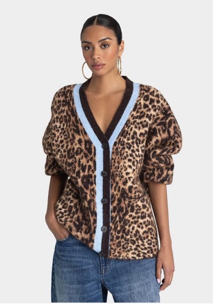 KBB Leopard Slouchy Cardigan Target Luxe  Elevate your winter layers with KBB by KAHLANA’s Slouchy Cardigan in tan leopard—oversized fit, ultra-soft jacquard, and bold blue stripes for that effortless edge. Pair with baggy jeans like I’m wearing for street style that screams quiet luxury. Shop this Target sellout fave via my LTK (true to size, runs roomy). #LuxeEzetteFinds

#LTKootd #LTKgrwm #LTKSeasonal