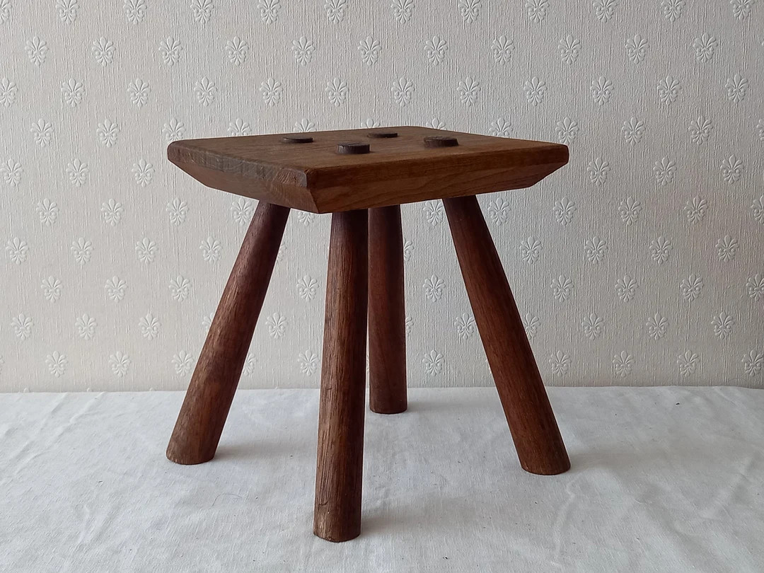 RARE) 1800s Antique Milking Stool With Four Legs, Primitive Style Farmhouse Country Home Decor - ... | Etsy (US)