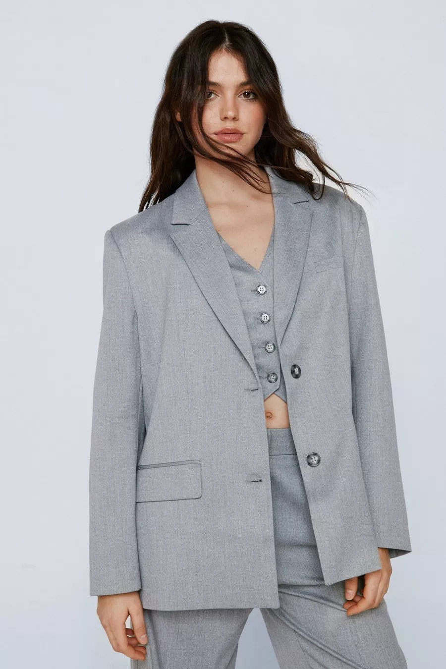 Premium Charcoal Textured Tailored Blazer | Nasty Gal US
