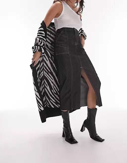 Topshop utility midi skirt in black | ASOS (Global)