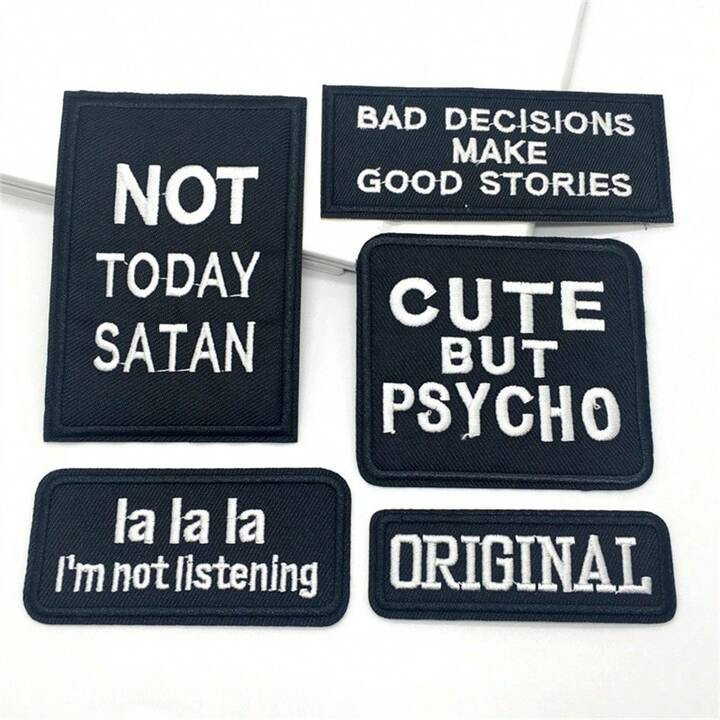 5pcs Text Embroidery Patches DON'T FOLLOW ME I AM LOST TOO, DIY Iron On Patches Applique For Clot... | SHEIN