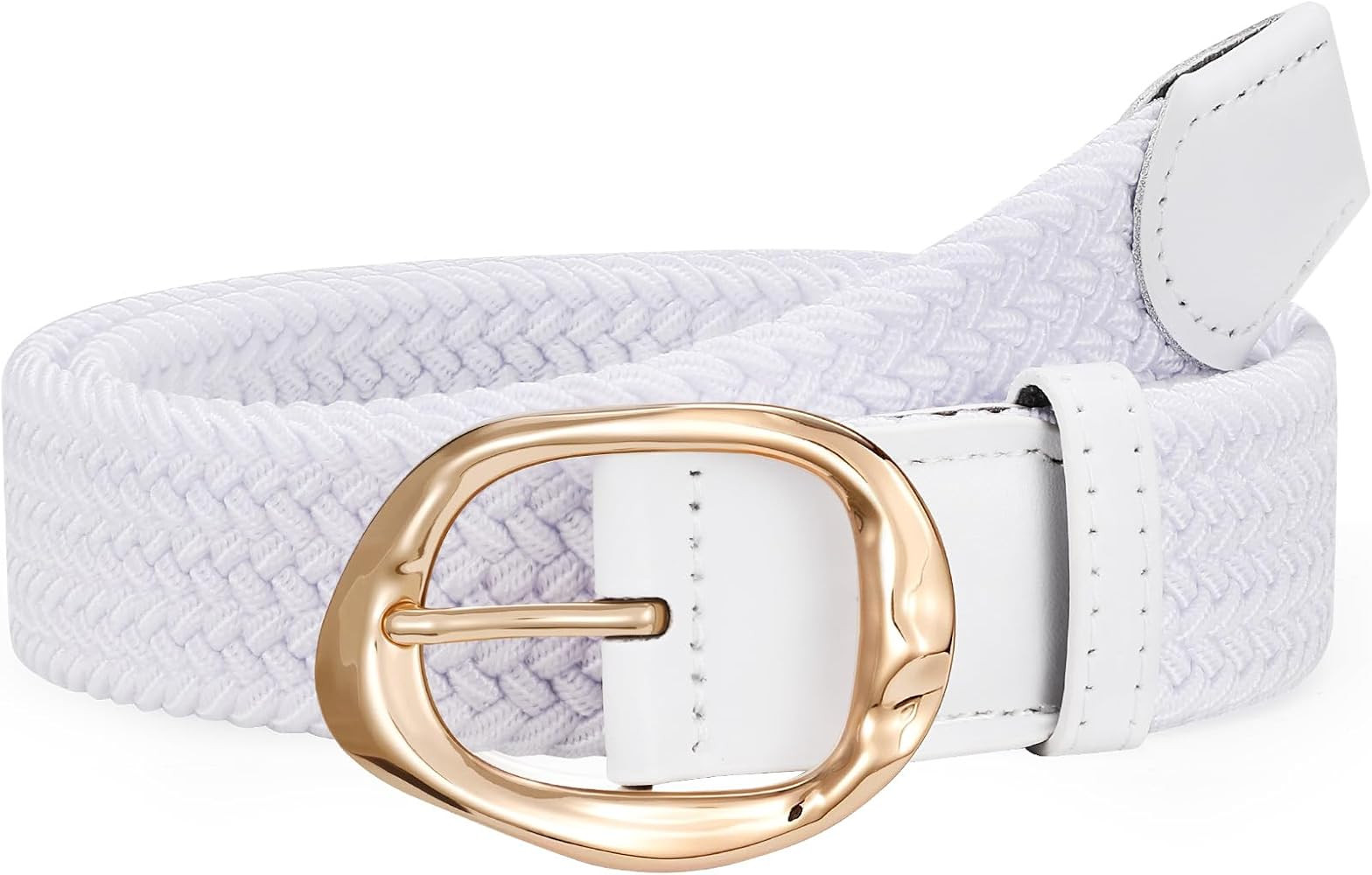 JASGOOD Braided Elastic Belt for Women Stretchy Woven Golf Belt Casual Web Belt for Jeans Pants | Amazon (US)