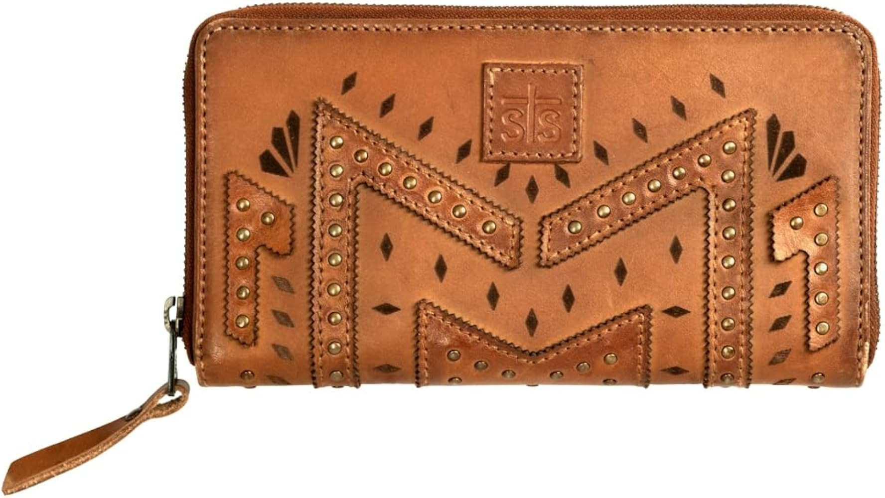 STS Ranchwear Wayfarer Full Grain Leather Juniper Wallet with Aztec Pattern Cutouts, 16 Card Slot... | Amazon (US)