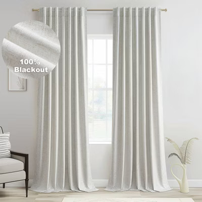 Natural 100% Blackout Curtains & Drapes 84 Inch Length 2 Panels Set, Flax Linen Room Darkening Soundproof Curtains for Bedroom Living Room | Target