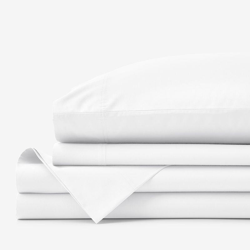 Classic Cool Organic Cotton Percale Bed Sheet Set - White, King | The Company Store