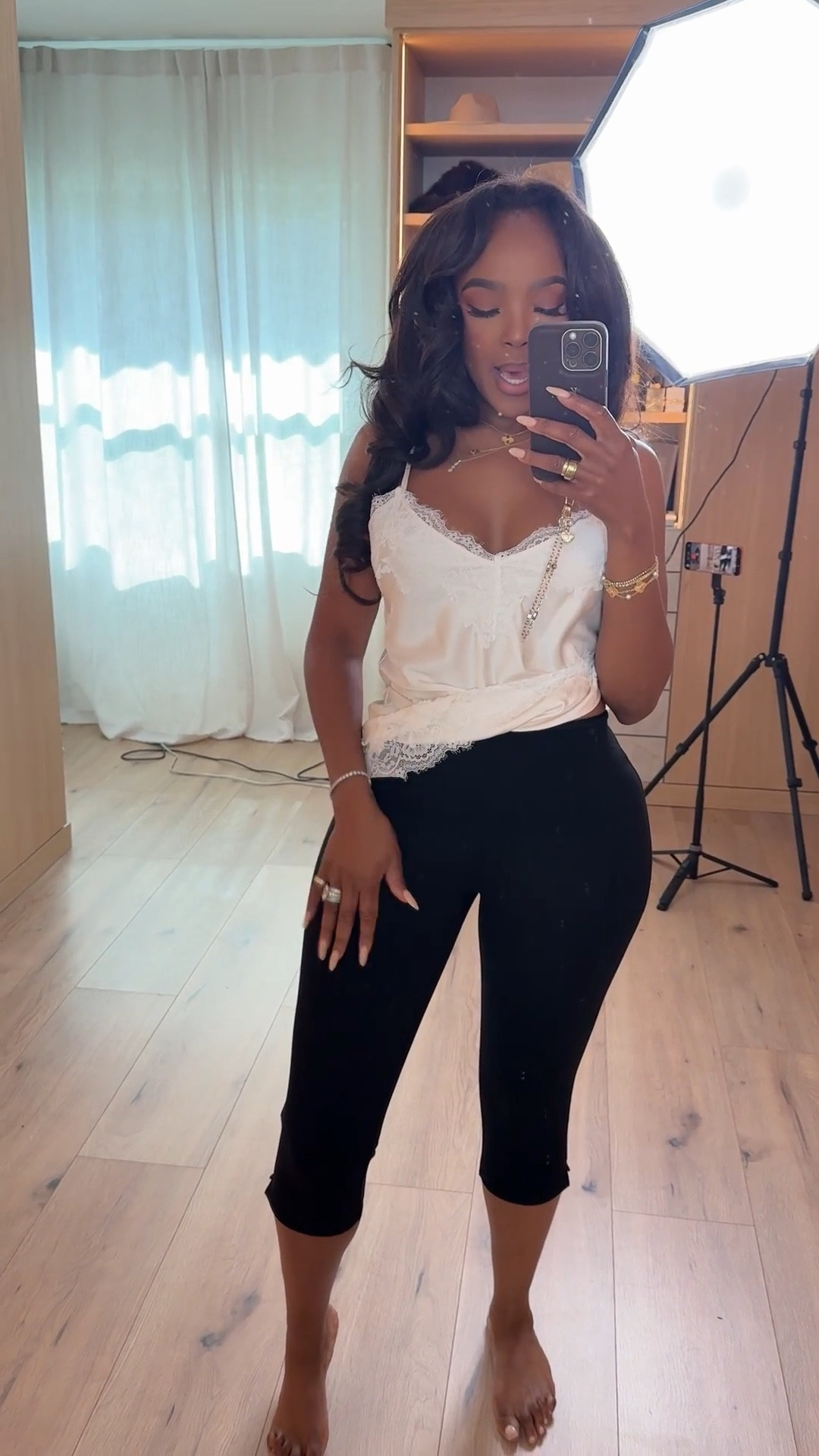 Scroll to shop these everyday essentials 🤍

This is one of those effortless combos that just works every time. The lace cami paired with these comfy, flattering capri leggings gives you that casual but put-together look—and both pieces are easy to mix and match, making them a staple with serious cost-per-wear value.

Perfect for errands, casual days, travel, and lounging in style.

📏 Measurements: 5’4”, 140 lbs, 34D bust, 27” waist, 40” hips

Follow me on Instagram and YouTube @kirasfashionfinds @Dynamite Clothing 

