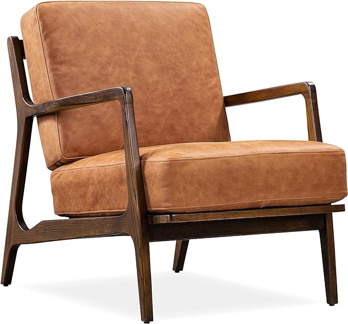 POLY & BARK Verity Lounge Chair in Full-Grain Pure-Aniline Italian Leather, Cognac Tan | Amazon (US)
