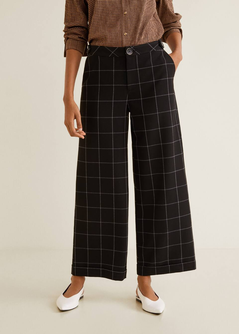 Check flare trousers - f foPalazzo Women | MANGO (US)