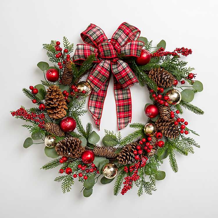 Christmas Ornament Tartan Bow Wreath | Kirkland's Home