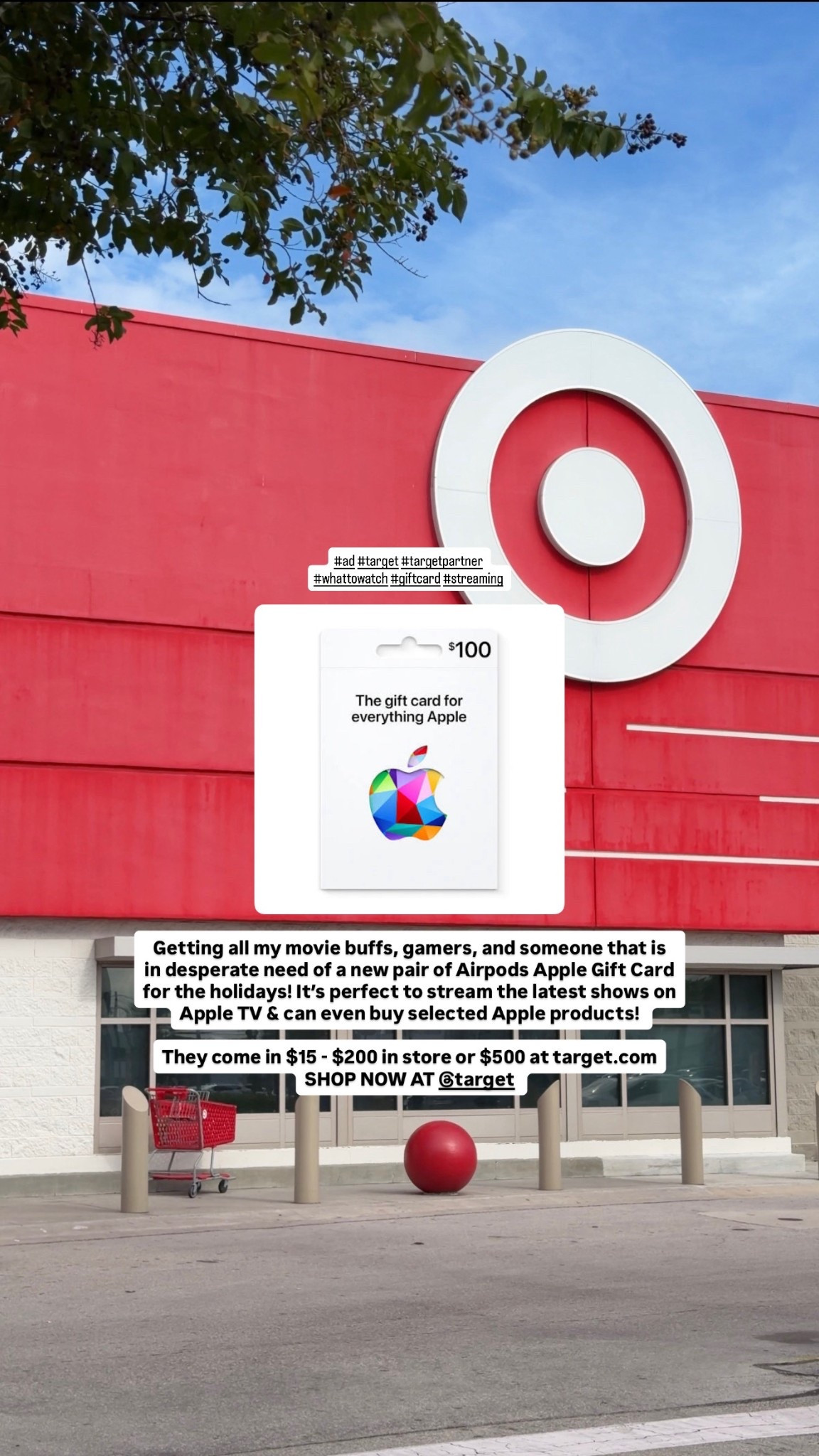 #ad The easiest gift to give this holiday season! Whether it’s a gamer friend, techy friend, or movie buff - Apple Gift Card is the way to go. Have friends and family binge their favorite Apple TV shows, play games, upgrade Airpods or get new Apple accessories all with Apple Gift Card. Prices range from $15-$200 or even $500 on target.com - Shop Now!

#TargetPartner #Target #whattowatch #giftcard #streaming @Target

#LTKGiftGuide #LTKCyberWeek #LTKHoliday