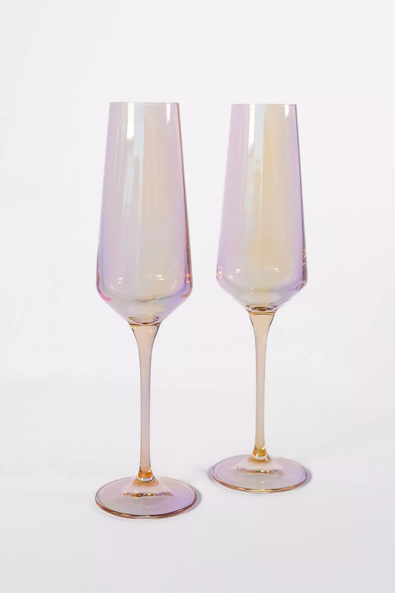 Estelle Colored Glass Iridescent Champagne Flute Set | Anthropologie (US)
