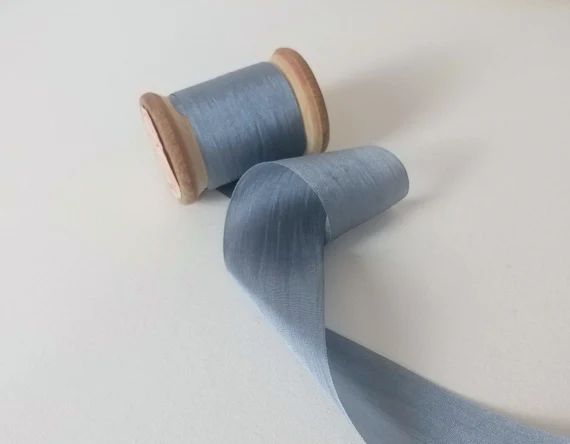 5 Yds Blue Silk Ribbon 100% Silk Ribbon Dusty Blue  | Etsy | Etsy (US)