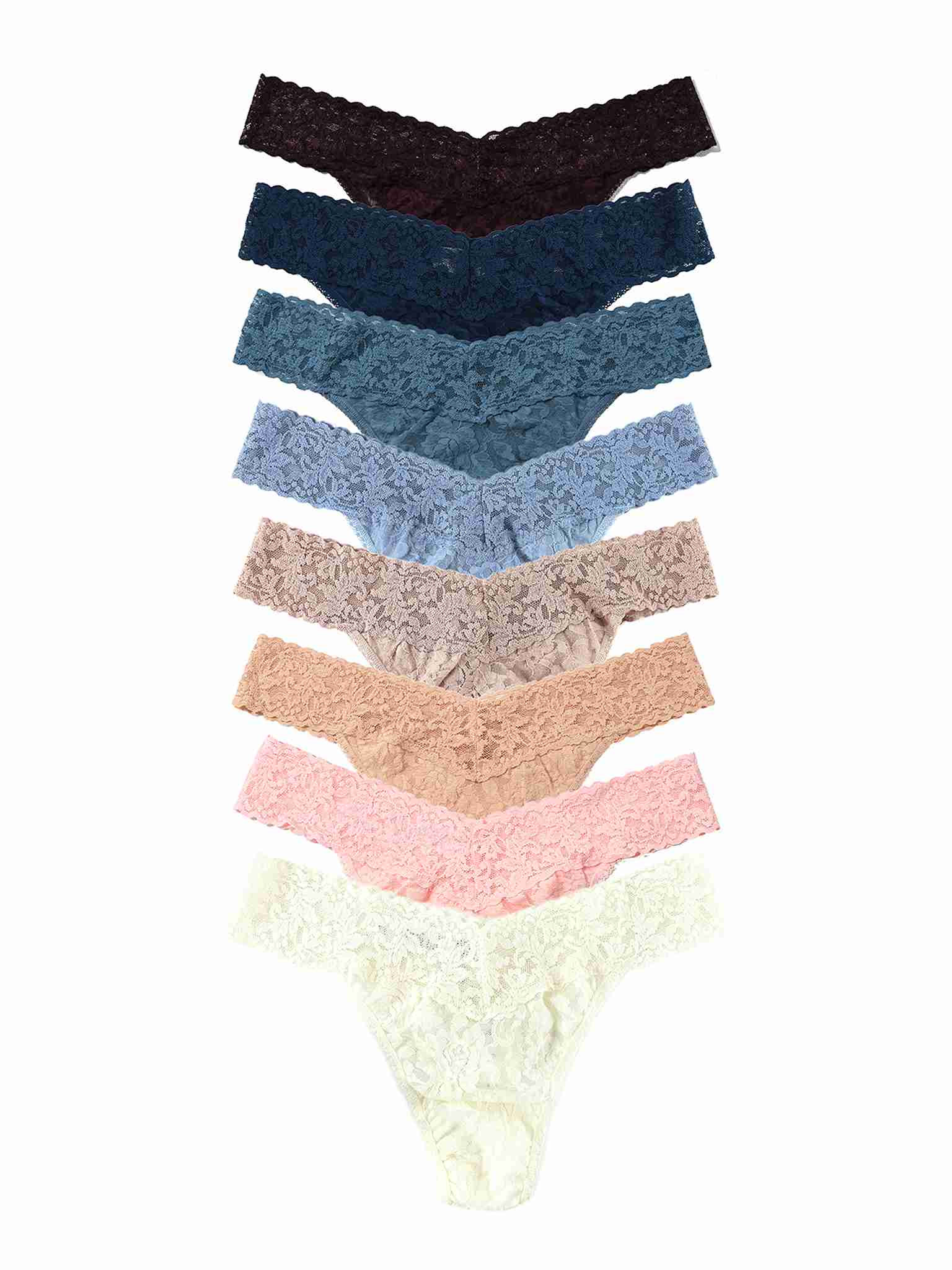 8 Pack Signature Lace® Original Rise Thong Moody Neutrals Black Friday Sale | Hanky Panky