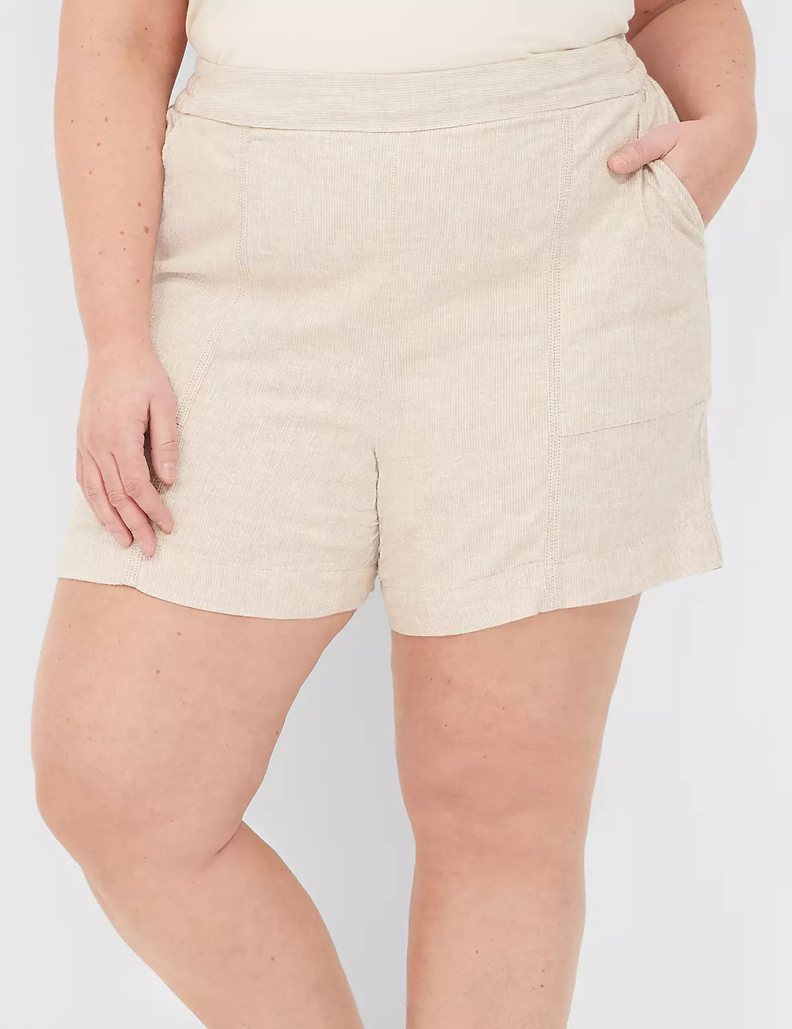 Pull-On Linen Stripe Short | Lane Bryant (US)