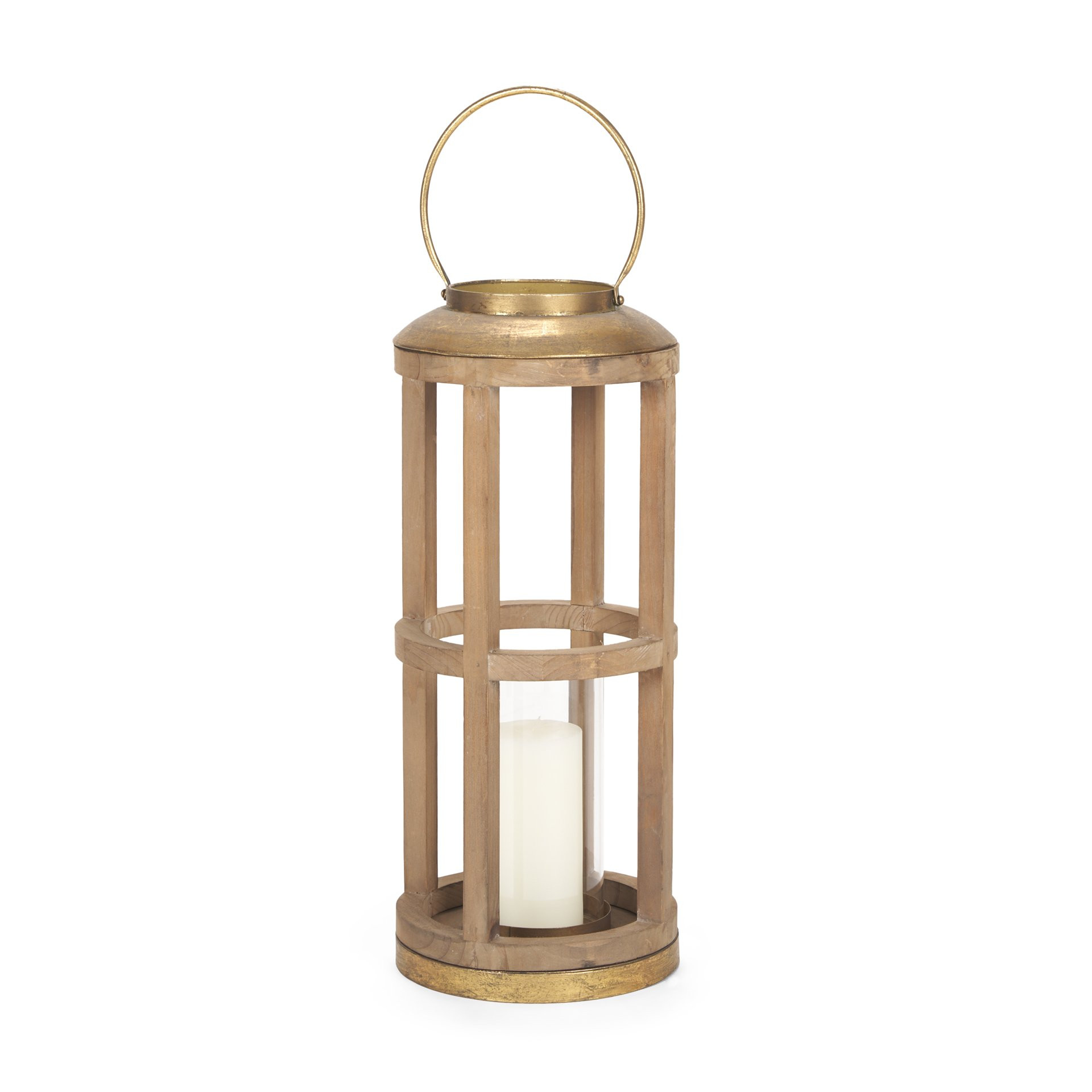 Andy II Wood Cylindrical Small Lantern In Natural | 1stopbedrooms