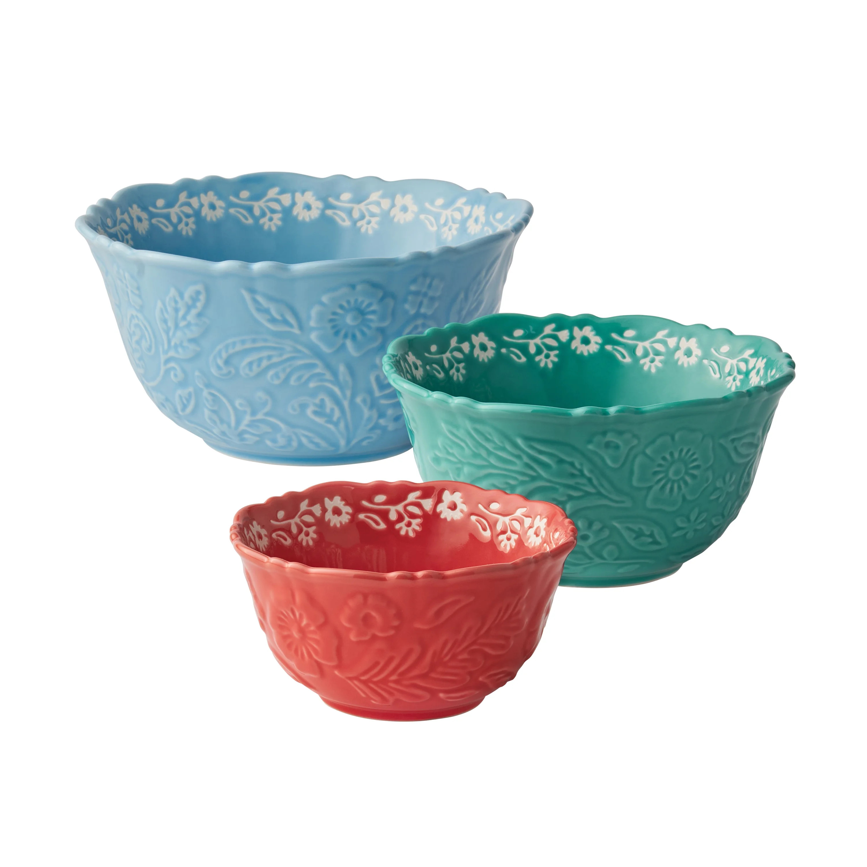 The Pioneer Woman 3pc Embossed Stoneware Serve Bowl Set | Walmart (US)