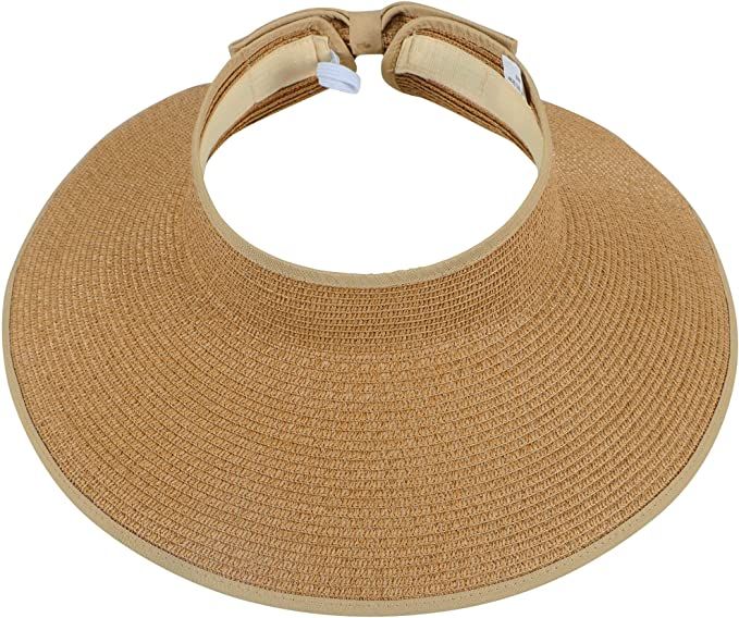 Simplicity Women's UPF 50+ Wide Brim Roll-up Straw Sun Hat Sun Visor | Amazon (US)