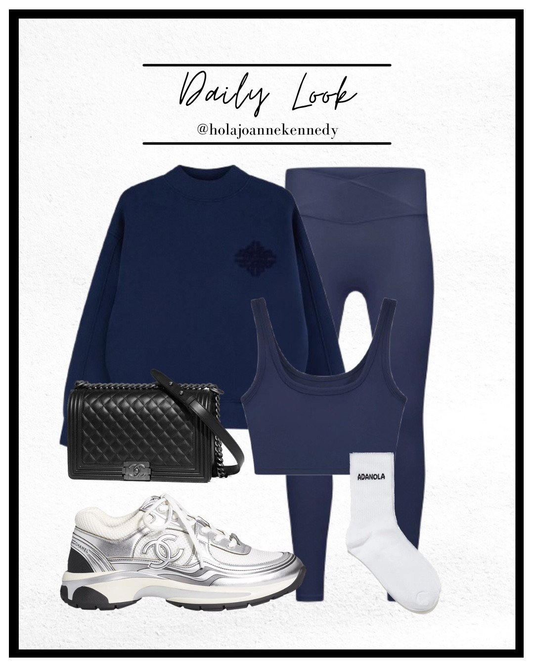 navy leggings set, Couture Club co-ord, navy sweatshirt and leggings outfit, Chanel silver trainers, Adanola socks, casual everyday outfit, off duty style, comfy chic, WFH outfit ideas, crossover leggings 

#LTKfitness #LTKuk #LTKstyletip