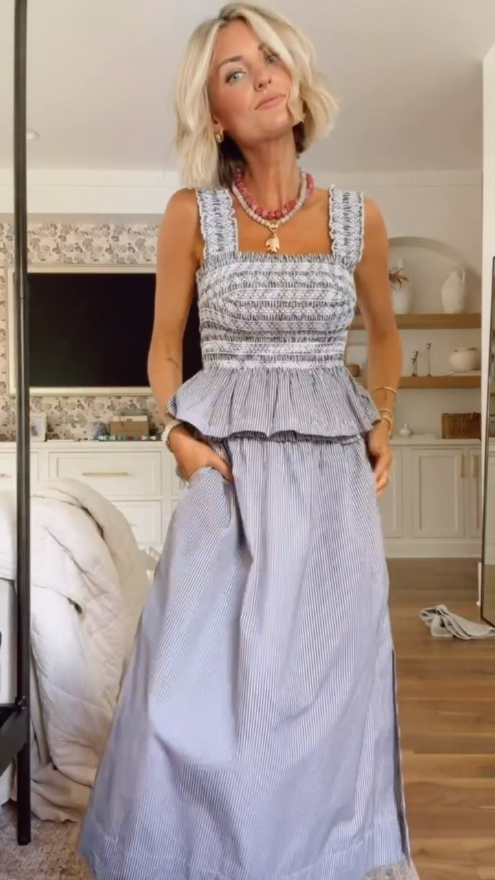 Love this striped smocked set from Walmart! Can’t believe the price on it and the quality is so nice. Wearing XS

Loverly grey, striped smocked midi skirt set, women’s fashion affordable, style for her under 50

#LTKSeasonal