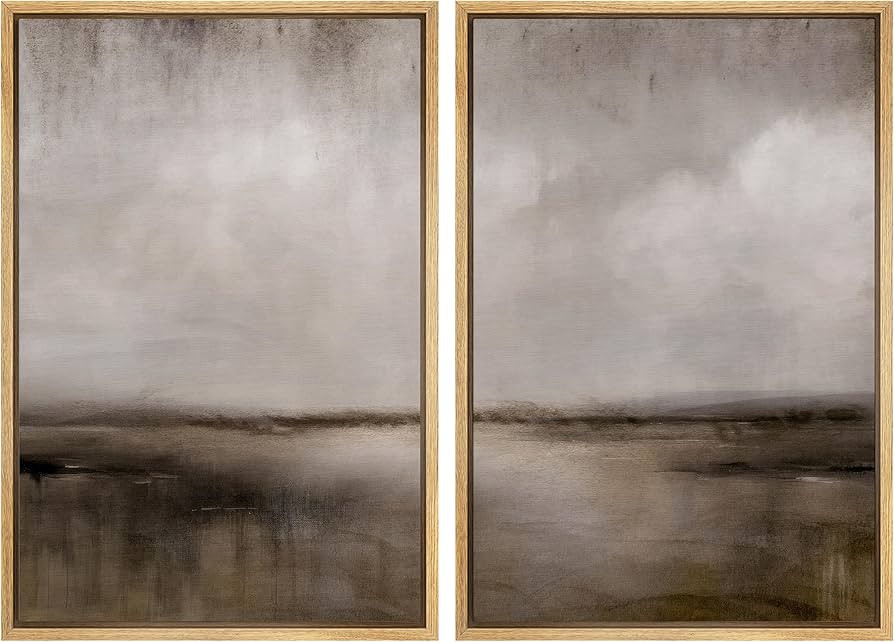 MUDECOR Framed Canvas Print Wall Art Set Misty Landscape Timeless Elegance in Monochrome Illustra... | Amazon (US)