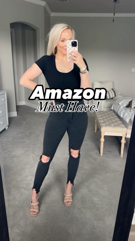 Amazon must have! For those of us who find bodysuits extremely uncomfortable, this is the best top! It tucks right in to those jeans! Wearing size medium. Comes in tons of colors! 

#LTKfindsunder50 #LTKstyletip #LTKVideo