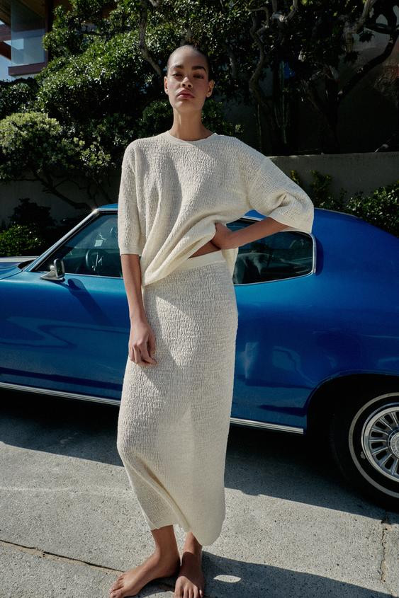 STRUCTURED KNIT STRAIGHT SKIRT | Zara US