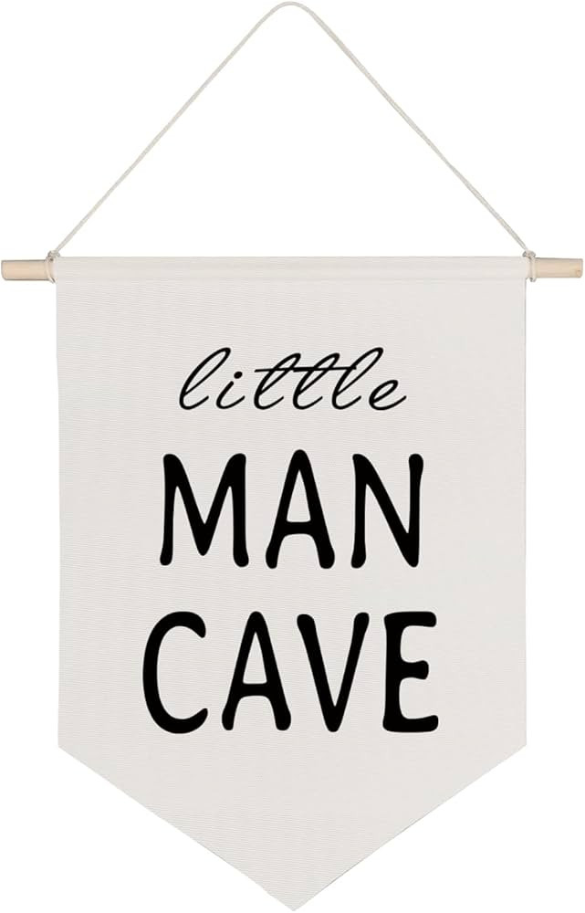 QODUNG Little Man Cave,Boys Room Decor,Boho Nursery Decor,Toddler Boy Room Banner,Canvas Hanging ... | Amazon (US)