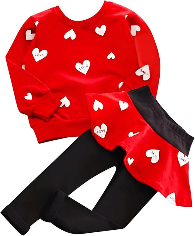 BOMDEALS Adorable Cute Toddler Baby Girls Clothes Set,Long Sleeve T-Shirt +Pants Outfit | Amazon (US)