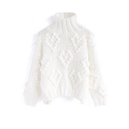 Knit Your Love Turtleneck Sweater in White | Chicwish