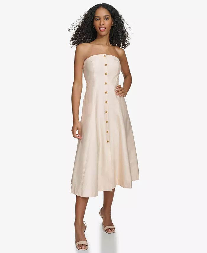 Calvin Klein Women's Button-Front Sleeveless Midi Dress - Macy's | Macy's