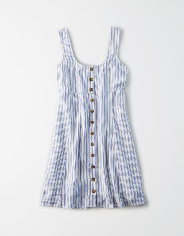 AE Button Front Mini Dress | American Eagle Outfitters (US & CA)