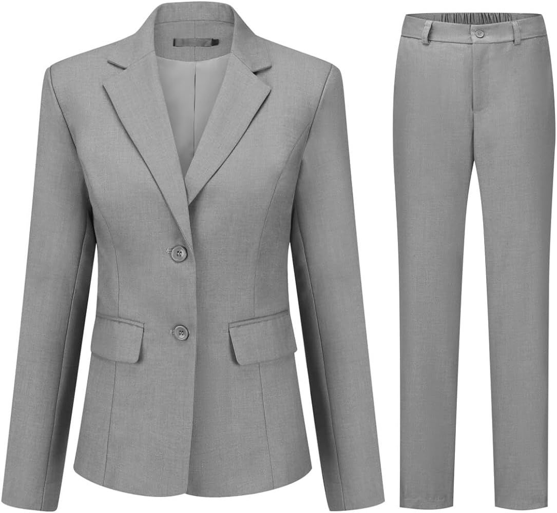 YUNCLOS Women's 2 Pieces Office Suit Set Long Sleeve Blazer Jacket and Suit Pants | Amazon (US)