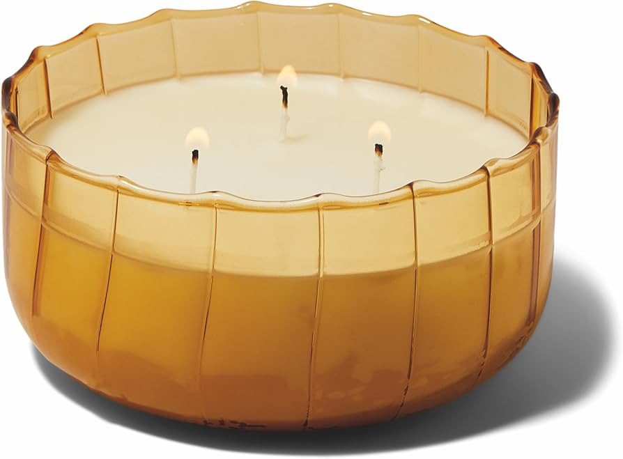 Paddywax Scented Candles Ripple Hand Blown Glass 3-Wick Luxury Artisan Candle, 340g, Tan - Golden... | Amazon (US)