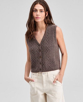 And Now This Women's Button-Front Cable-Knit Sweater Vest, Macy's Exclusive - Macy's | Macy's