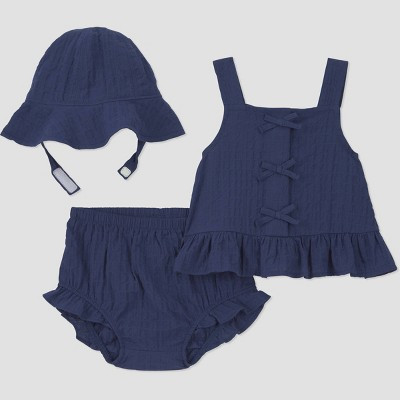 Carter's Just One You® Baby Girls' 3pc Bow Americana Tank Top with Bloomer and Hat Set - Navy Blue 9M | Target