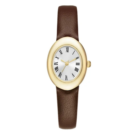 Time & Tru Women's Leather Strap Wristwatch | Walmart (US)