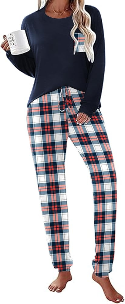 Ekouaer Womens Pajamas Set Long Sleeve Christmas PJ Sets Soft Lounge Set for Women Sleepwear Jogg... | Amazon (US)