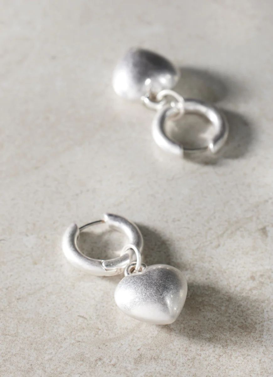 Silver Heart Drop Earrings | Mint Velvet