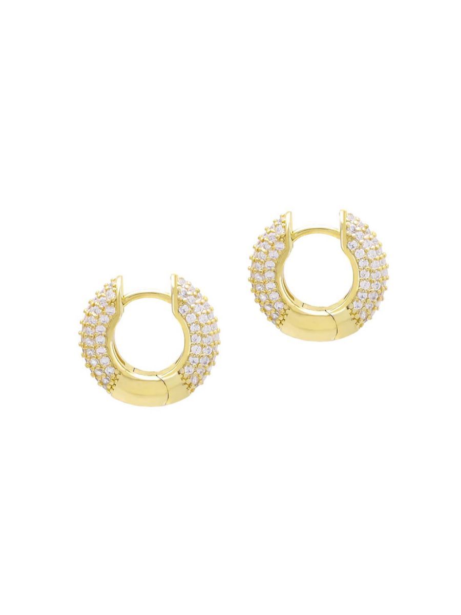 14K-Gold-Plated & Cubic Zirconia Chunky Huggie Hoop Earrings | Saks Fifth Avenue