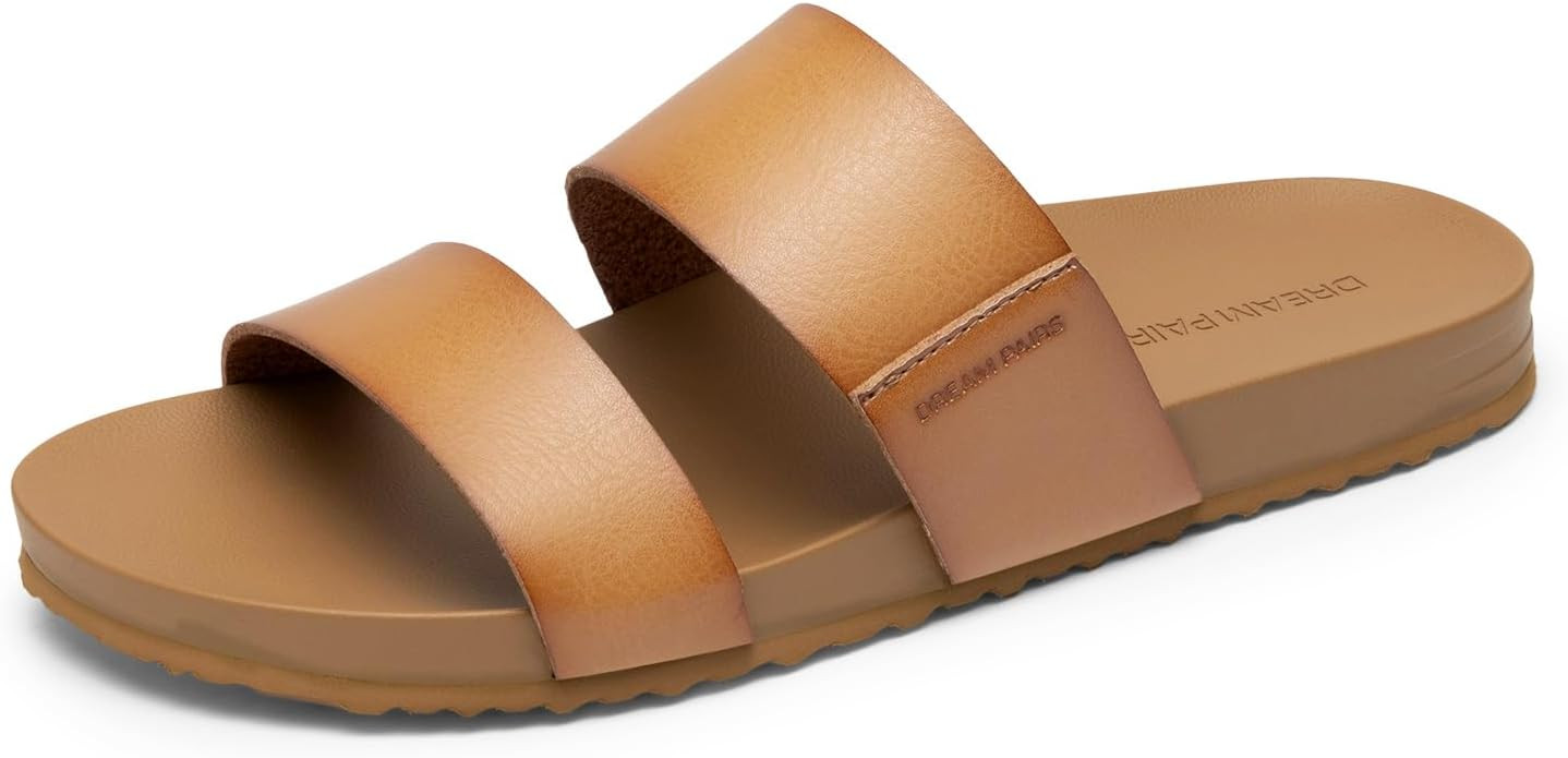 DREAM PAIRS Women's Open Toe Slides Sandals Comfortable Arch Support Footbed Two Strap Slip-on Fa... | Amazon (US)
