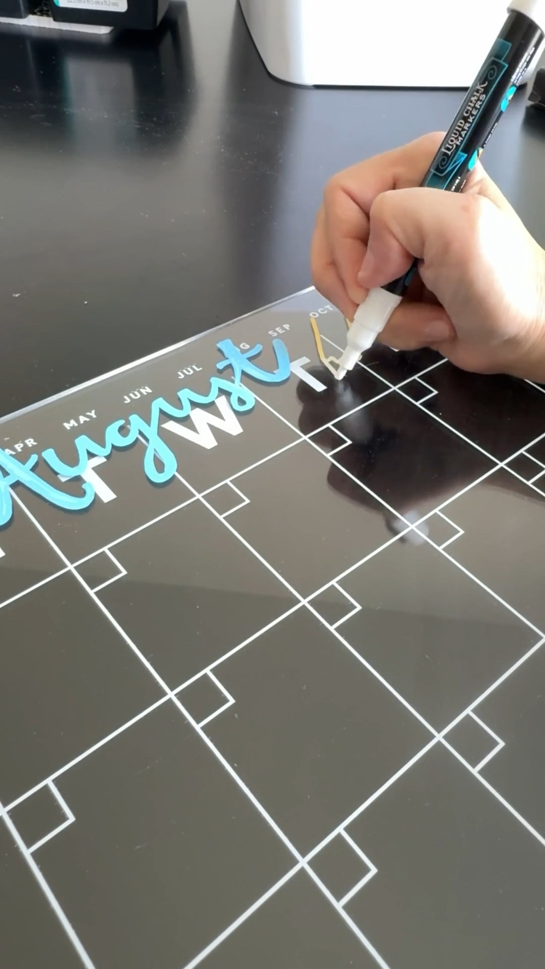 August calendar reset with my favorite chalk markers! 💛💛💛