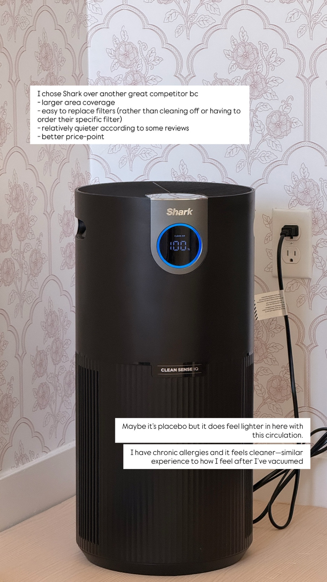 I chose this air purifier over another great competitor bc
- larger area coverage
- easy to replace filters (rather than cleaning off or having to order their specific filter)
- relatively quieter according to some reviews
- better price-point


#LTKHome #LTKSaleAlert #LTKdayinmylife
