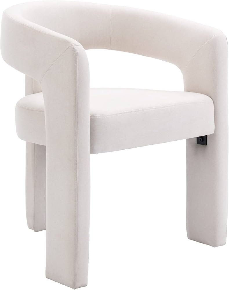 HNY Modern Barrel Kitchen & Dining Room Chair, Linen Upholstered Accent Chair with Arm, 18.5'' Wi... | Amazon (US)